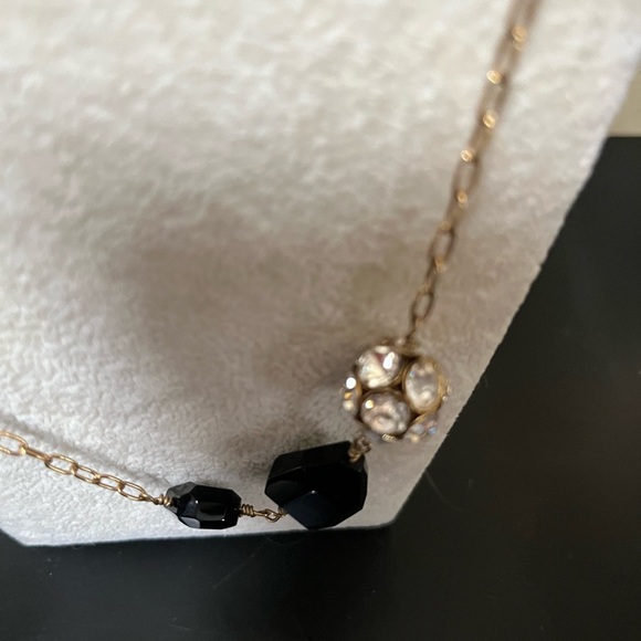 J. Crew Elegant Black and Gold Necklace Long, Designer Fashion Jewelry - Picture 5 of 9